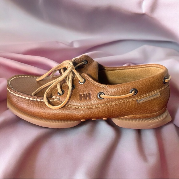 MEN’S HELLY HANSEN LEATHER BOAT SHOES (SZ 6.5) (EUC) - Picture 7 of 14